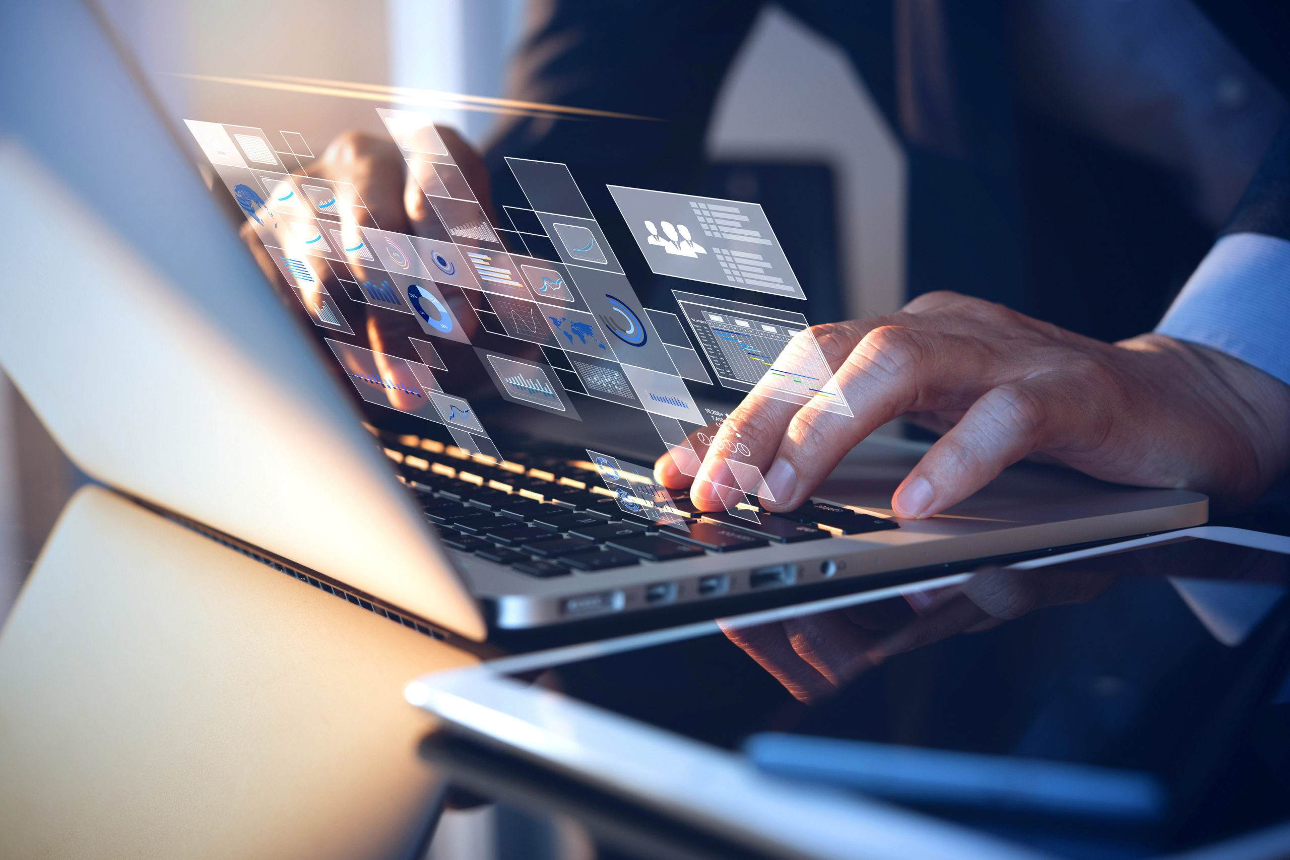 cyber security internet and networking concept.Businessman hand